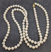 Load image into Gallery viewer, 5.5 - 6 mm Cultured Pearl Strand Necklace With 14 KT Gold Clasp - 30&quot;
