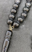 Load image into Gallery viewer, Tasbih Prayer Beads - Black Bead - 18 Kt Chain &amp; Tassel - 20&quot;
