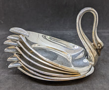 Load image into Gallery viewer, Very Cool Silver Plated Swan Shaped Ashtray Holder With 6 Ashtrays
