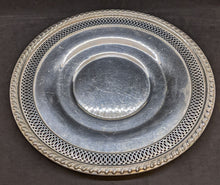 Load image into Gallery viewer, Sterling Silver Serving Plate- Reticulated Detail, Full Rim - 10.5&quot; Diameter
