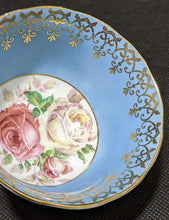 Load image into Gallery viewer, Royal Albert Bone China Teacup &amp; Saucer - Teal with Center Roses
