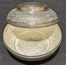 Load image into Gallery viewer, 2 Silver Tone Lidded Trinket Dishes - Leaf Detail
