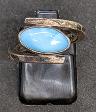 Load image into Gallery viewer, Sterling Silver &amp; Turquoise Bypass Ring - Signed Patrick Sosua - Size 5.25
