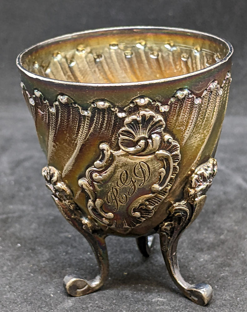 Vintage French Hallmarked Silver Egg Cup - RGD Monogram