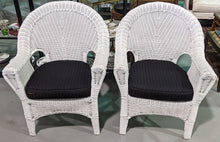 Load image into Gallery viewer, White Whicker Arm Chair- Black Cushions
