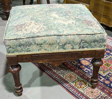 Load image into Gallery viewer, Vintage Walnut Footstool - Floral Fabric Top

