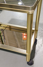 Load image into Gallery viewer, MCM, 1970’s Brass Tone Mirrored 2 Level Bar Cart - Made in Italy
