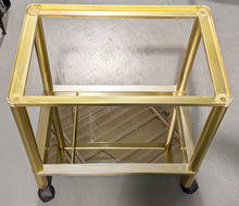 Load image into Gallery viewer, MCM, 1970’s Brass Tone Mirrored 2 Level Bar Cart - Made in Italy
