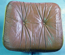 Load image into Gallery viewer, Tan Leather Topped, Rosewood Base Ottoman / Footstool
