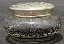 Load image into Gallery viewer, Sterling Silver Topped &amp; Adorned Glass Trinket Jar
