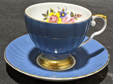 Load image into Gallery viewer, Set of 3 Royal Grafton Fine Bone China Tea Cups &amp; Saucers - Blue, Black &amp; Pink
