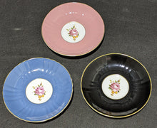 Load image into Gallery viewer, Set of 3 Royal Grafton Fine Bone China Tea Cups &amp; Saucers - Blue, Black &amp; Pink
