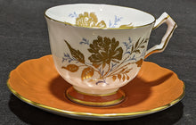Load image into Gallery viewer, Aynsley Fine Bone China Tea Cup &amp; Saucer - Orange, Gold &amp; Blue

