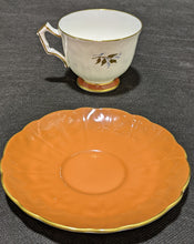 Load image into Gallery viewer, Aynsley Fine Bone China Tea Cup &amp; Saucer - Orange, Gold &amp; Blue
