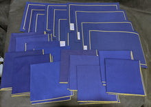 Load image into Gallery viewer, Lot of 12 Royal Blue &amp; Gold Linen Placemats &amp; Napkins
