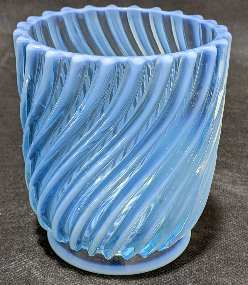 Ruffled Swirl Light Blue Glass Vase