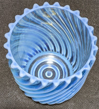 Load image into Gallery viewer, Ruffled Swirl Light Blue Glass Vase
