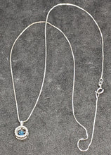 Load image into Gallery viewer, Sterling Silver White &amp; Blue Diamond Pendant - 18&quot; Chian
