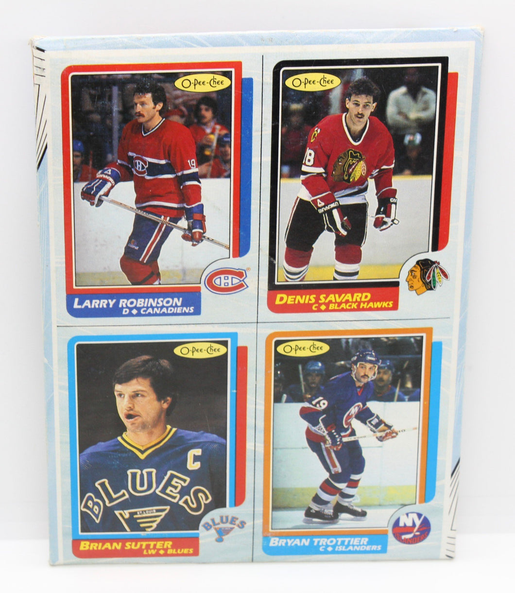 1987 O-Pee-Chee NHL Hockey Box Bottom Panel - Sutter, Trottier, Savard