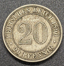 Load image into Gallery viewer, 1890-A Germany 20 Pfennig Coin
