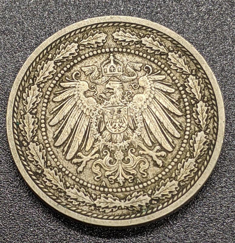 1890-A Germany 20 Pfennig Coin