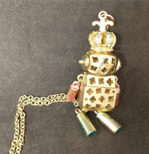 Load image into Gallery viewer, Robot Pendant w/ Crown &amp; Multi Coloured Stones and Necklace
