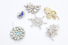 Load image into Gallery viewer, Six Pieces of Vintage Rhinestones &amp; Zirconia Costume Jewelry Brooches

