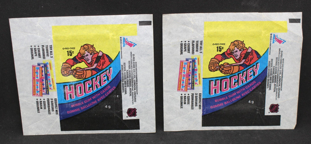 Pair of 1978 O-Pee-Chee NHL Hockey Wax Pack Wrappers
