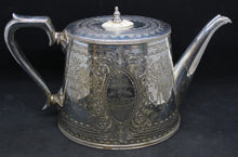 Load image into Gallery viewer, Antique Engraved Presentation Silverplate Teapot w/ Ornate Design
