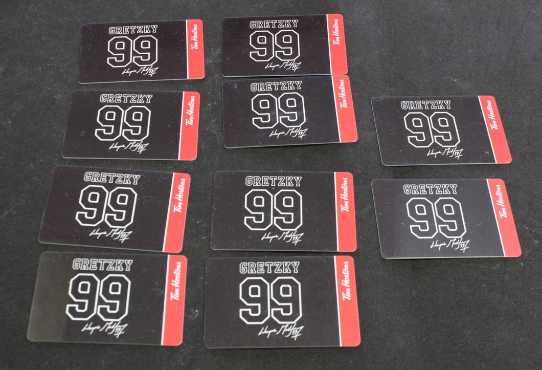 Lot of 10 Tim Horton's Wayne Gretzky Used & Empty Gift Cards