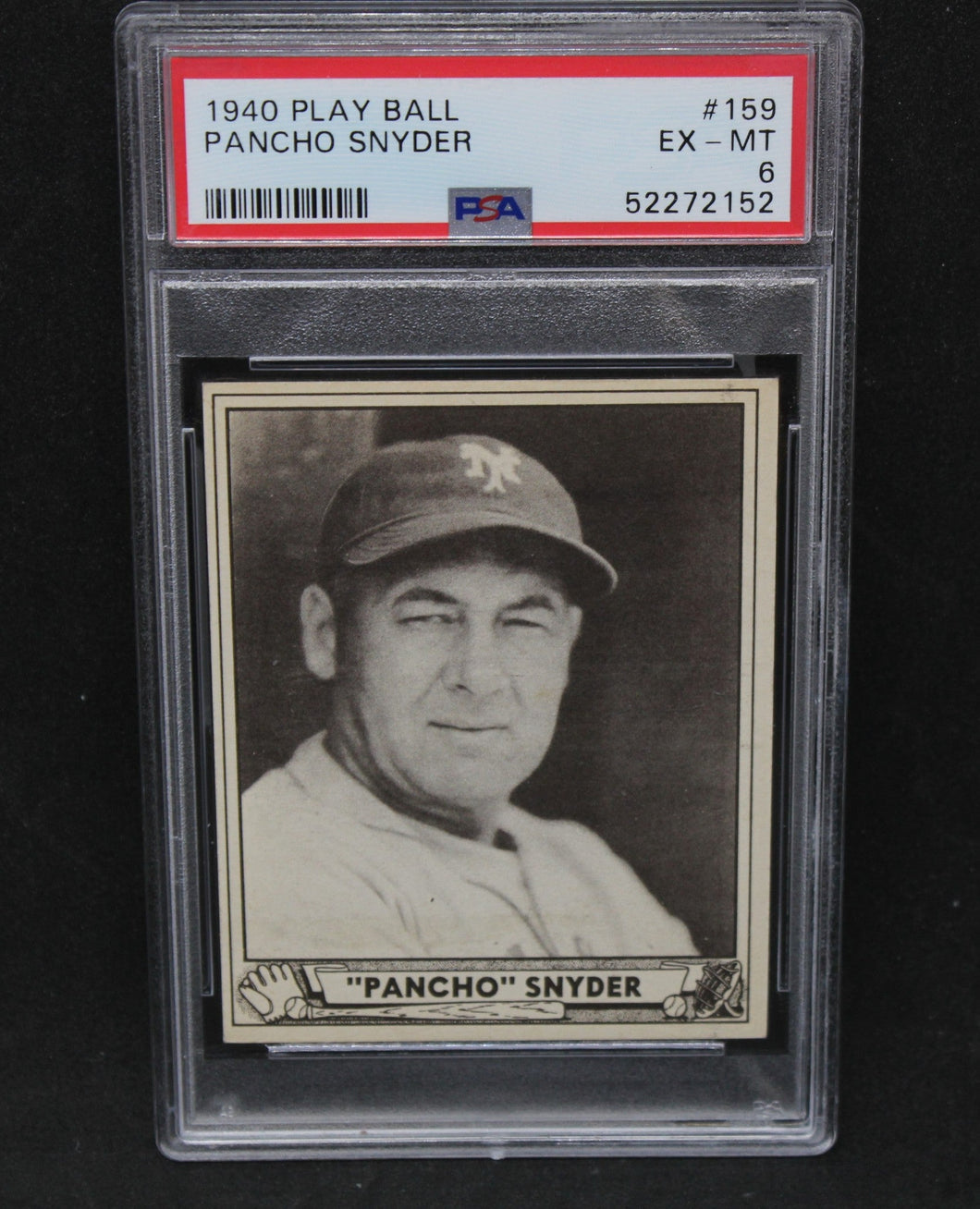1940 Play Ball Pancho Snyder #159 PSA Graded EX-MT 6 Card