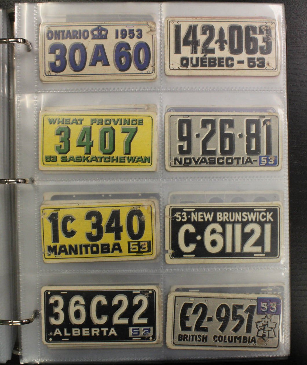 Vintage 1953 Topps License Plates Near Complete Set of Cards (59/75)