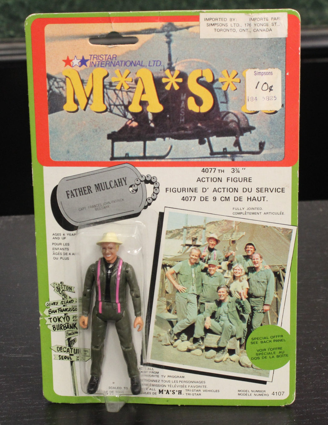 1982 M*A*S*H Canadian Father Mulcahy Action Figure in Hanger Box