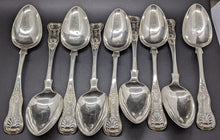 Load image into Gallery viewer, 9 Vintage 1850 Canadian Sterling Silver (Hendery) Kings Pattern Serving Spoons
