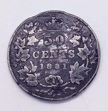 Load image into Gallery viewer, 1881 H Canada Sterling Silver 50 Cents - F With Rim Dings/Bent
