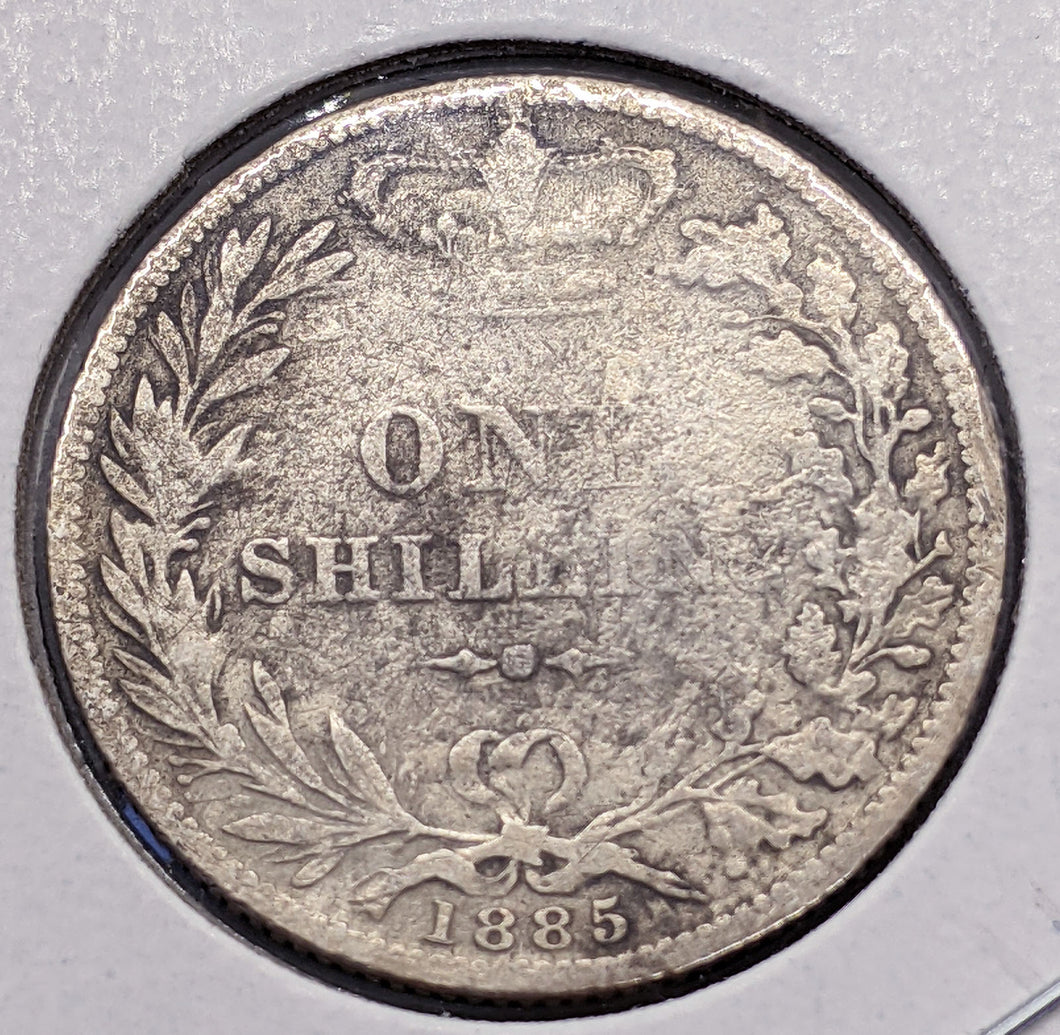 1885 United Kingdom (Great Britain) – Silver One Shilling Coin
