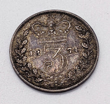 Load image into Gallery viewer, 1874 United Kingdom (Great Britain) Silver 3 Pence Coin
