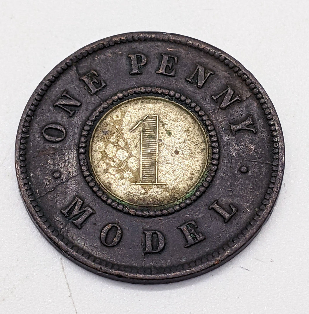 1840’s United Kingdom (Great Britain) J. Moore Bi-metallic Model Penny