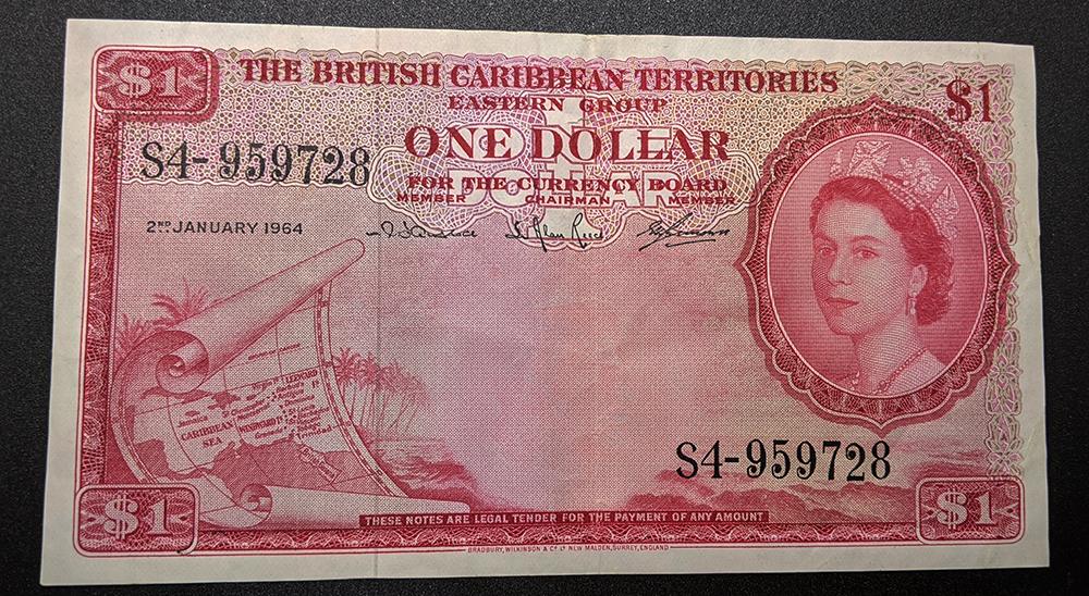 1964 British Caribbean Territories $1 Dollar Note – Circulated