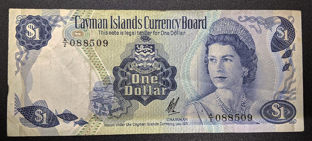 1971 Cayman Islands Currency Board $1 Note – F