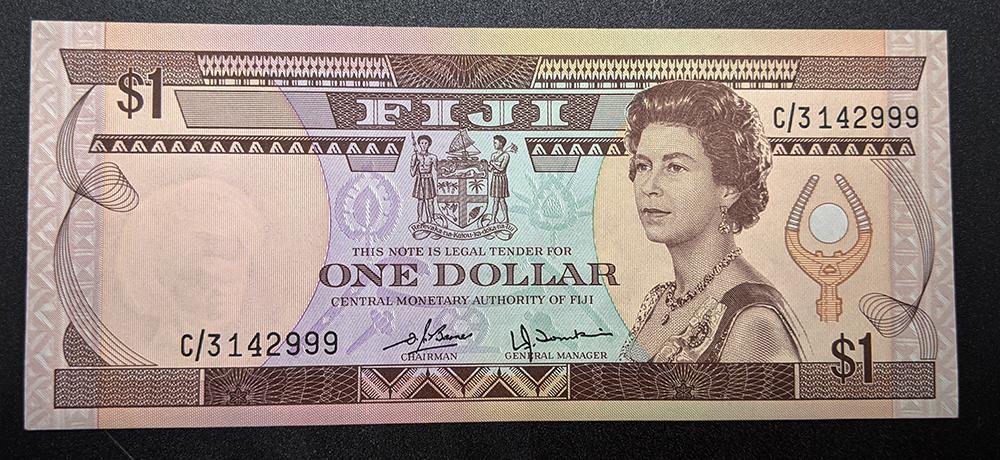 1980 Fiji  – Central Monetary Authority – $1 Dollar Bank Note – UNC