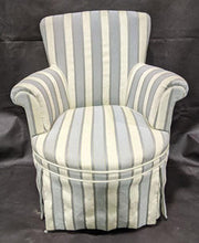Load image into Gallery viewer, Fully Upholstered Cream &amp; Blue Vanity / Bedroom Slipper Chair
