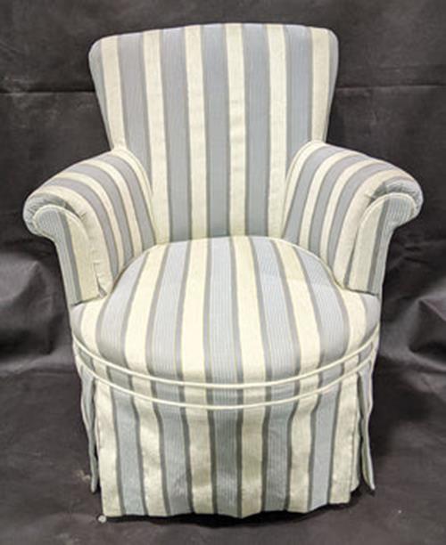 Fully Upholstered Cream & Blue Vanity / Bedroom Slipper Chair
