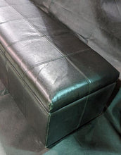 Load image into Gallery viewer, Black Leather Storage Ottoman
