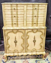 Load image into Gallery viewer, Stunning Cream Tone Chest on Chest Highboy Dresser
