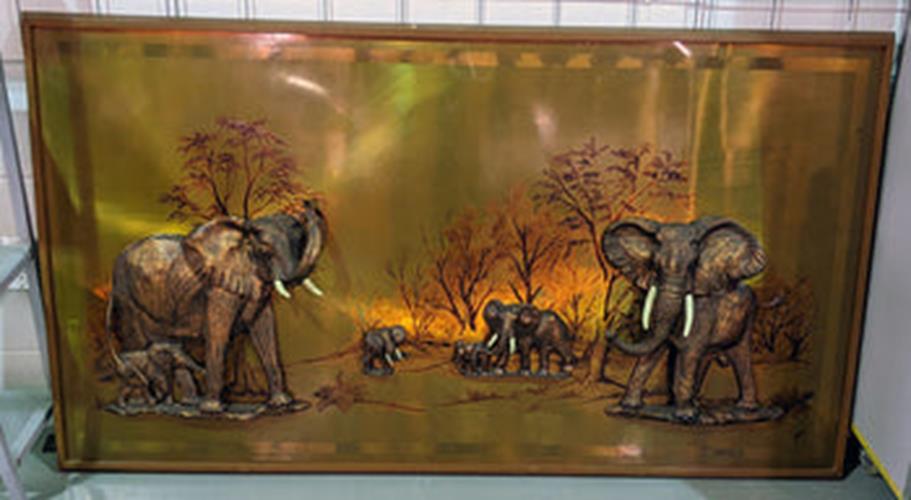 Large, Heavy, 3D  Elephant Scene Artwork / Wall Hanging