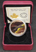 Load image into Gallery viewer, 2016 Canada Star Trek Enterprise $20 Fine Silver Coin, Colored
