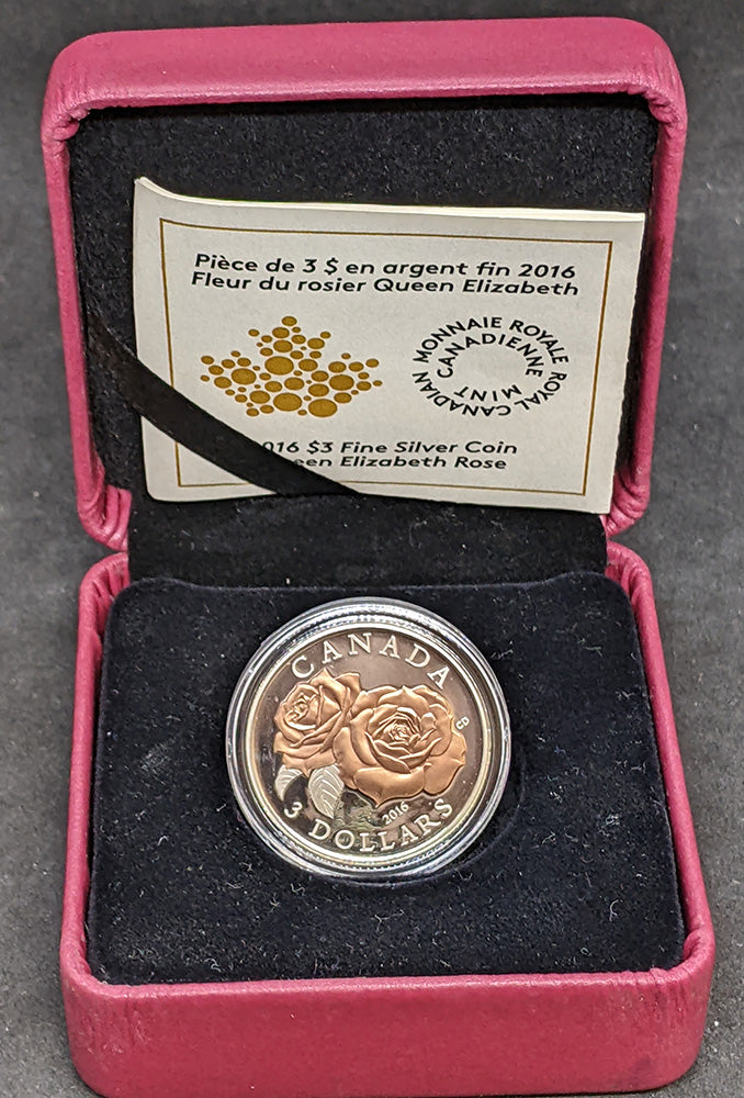 2016 Canada Queen Elizabeth Rose $3 Fine Silver Coin