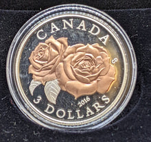 Load image into Gallery viewer, 2016 Canada Queen Elizabeth Rose $3 Fine Silver Coin
