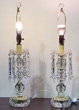 Load image into Gallery viewer, Pair of Stacked Glass Looking Table Lamps - Crystal Prism Drops - Heavy
